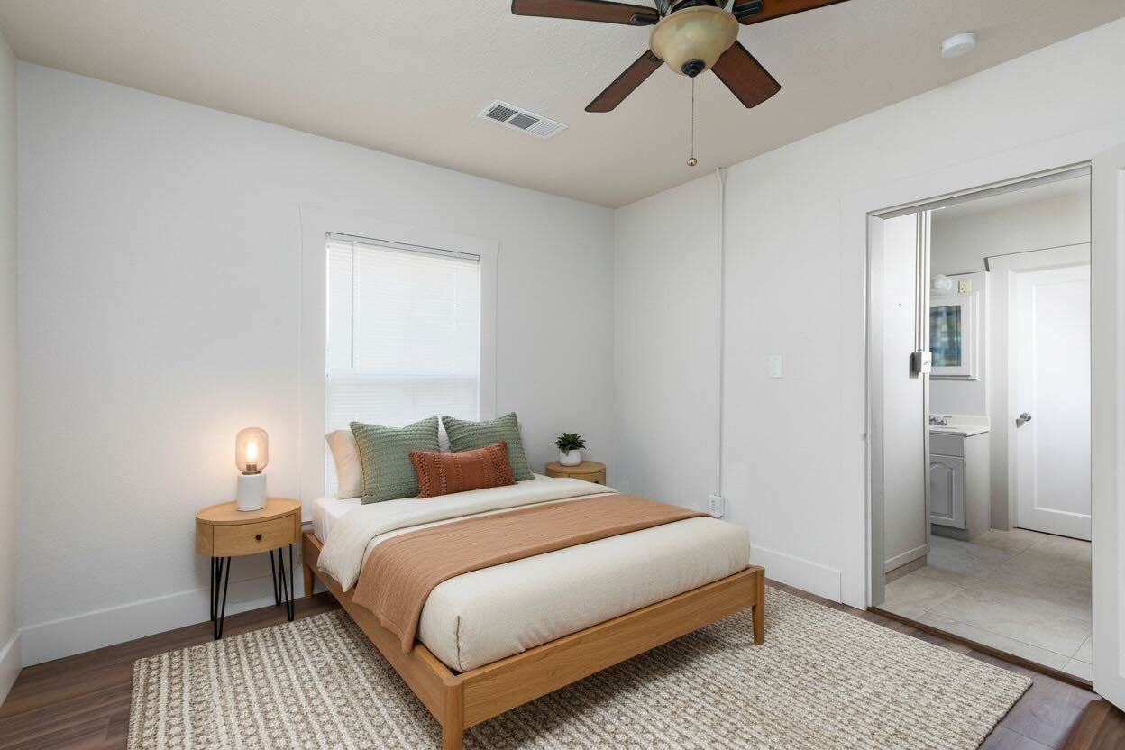 Staged bedroom virtually staged